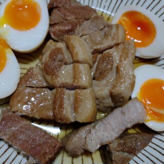 豚ロース煮と半熟ゆで卵